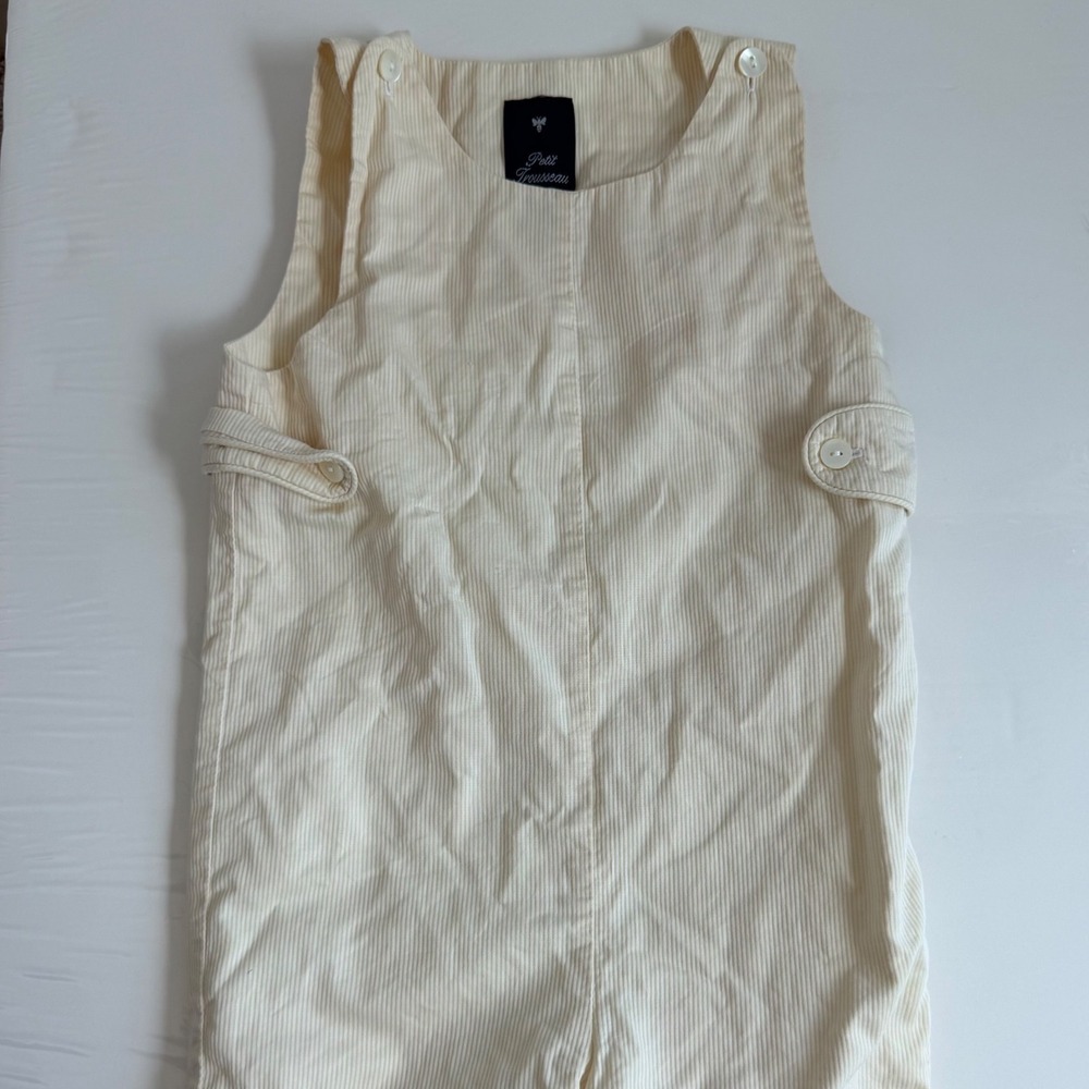 Petit Troussea Yellow and White Striped Romper Size 2